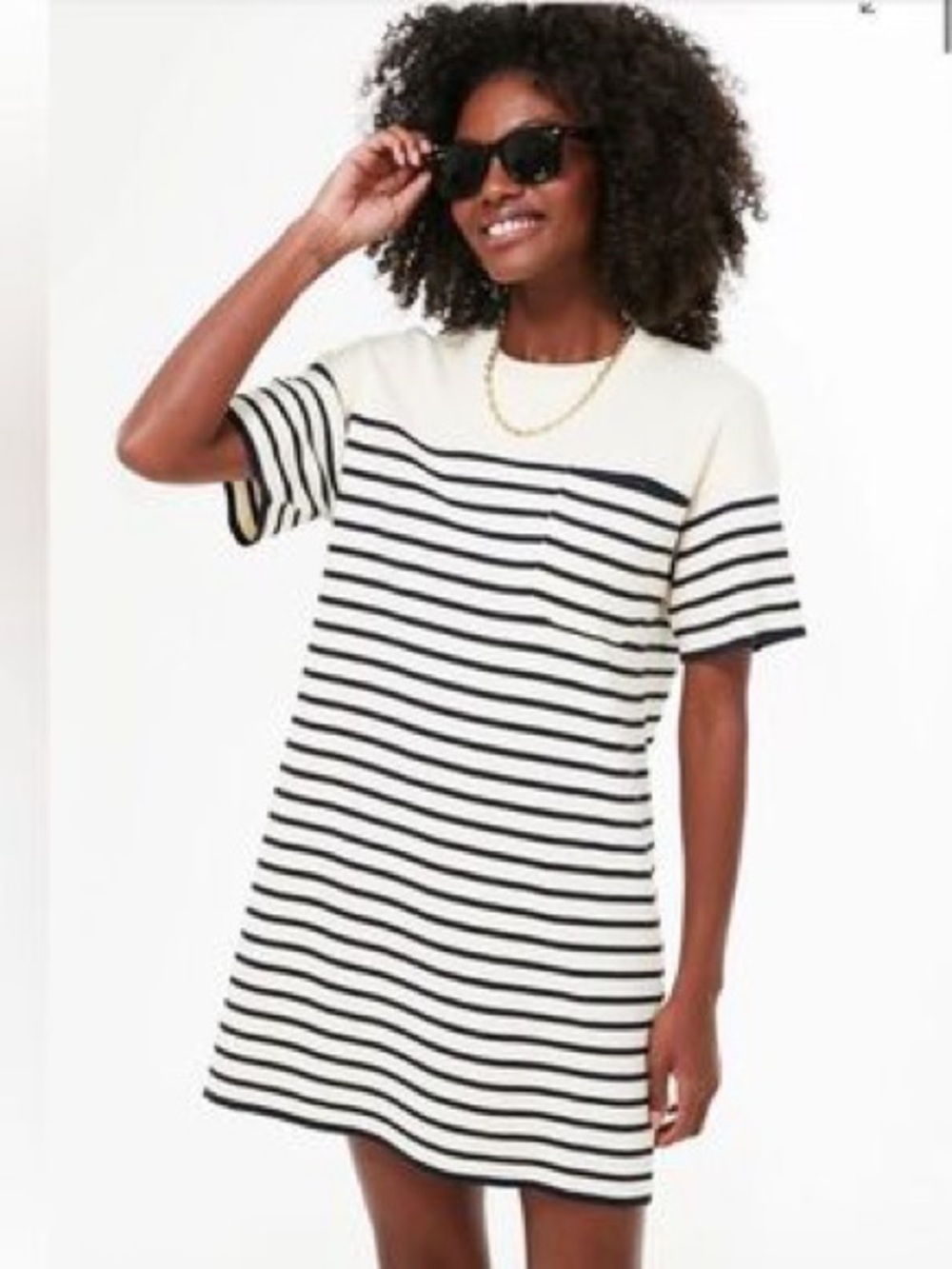 Tuckernuck Navy Knit Striped Frenchie Dress, Size Large